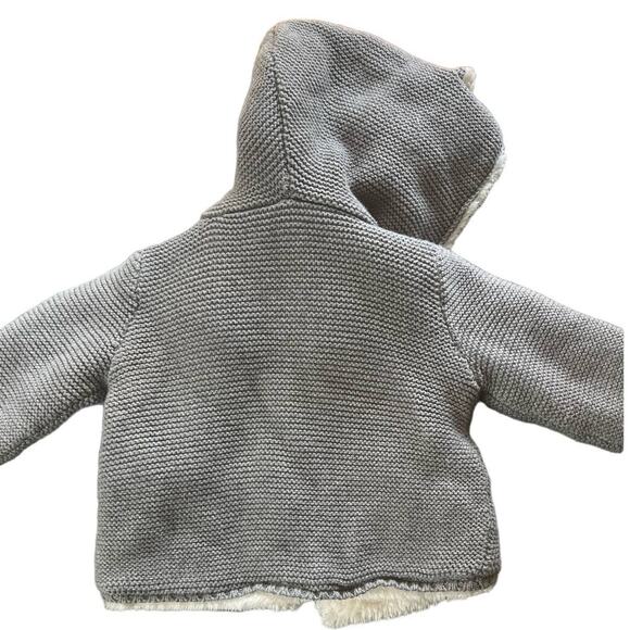 Carter's Baby 9m Bear Grey Knit Lined Sweater Jacket - Picture 2 of 7